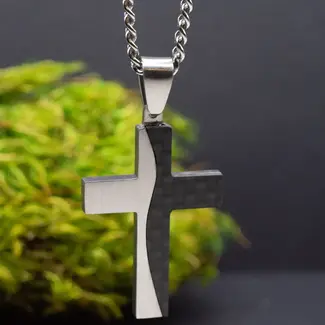 Black/Silver Wavy Cross Necklace