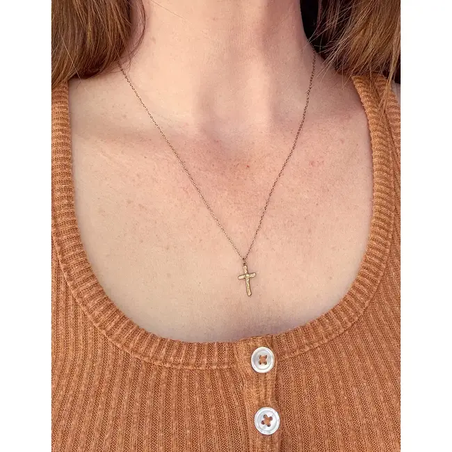 Textured Cross Necklace