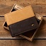 Two-tone Dark Brown and Camel Tan Leather Wallet with Cross Badge