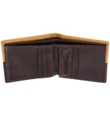 Two-tone Dark Brown and Camel Tan Leather Wallet with Cross Badge