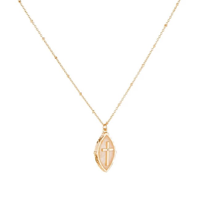 Prayer Cross Necklace GoLd/Blush 18"