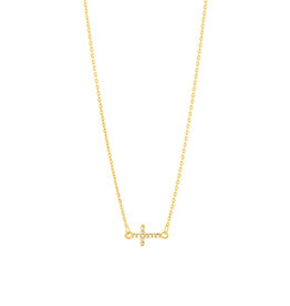 Pave Crystal Cross Necklace - Gold