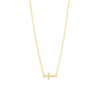 Pave Crystal Cross Necklace - Gold