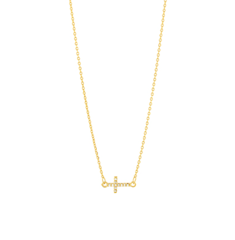 Pave Crystal Cross Necklace - Gold