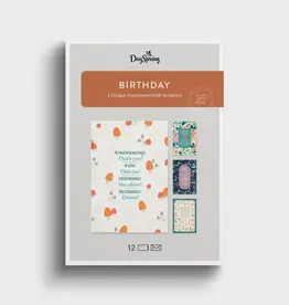 Happy Birthday - Floral Design Assortment- 12 Boxed Cards and Envelopes