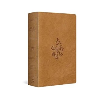 ESV Large Print Personal Size Bible, Red Letter TruTone, Nubuck Caramel, Wildflower Design