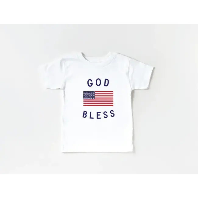 Classic God Bless the USA 4th of July Kids Graphic Tee