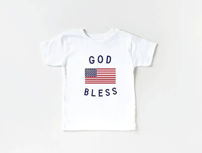 Classic God Bless the USA 4th of July Kids Graphic Tee