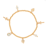 Cross & Multi Charm Bracelet - Gold/Cream