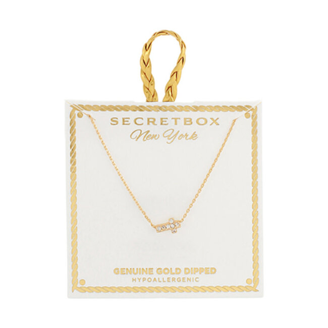 Pave CZ Tiny Cross Necklace - Gold