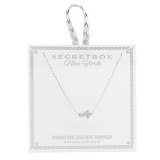 Pave CZ Tiny Cross Necklace - Silver