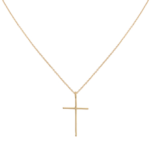 Simple Medium Cross Necklace - Gold Dipped