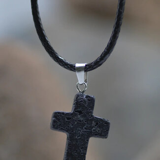 Lava Stone Cross Necklace
