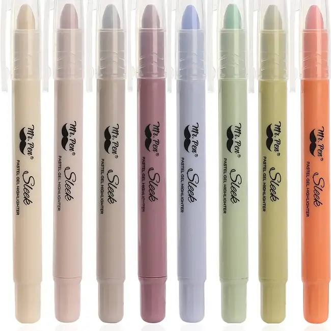 Mr. Pen - Gel Highlighters, 8 Pack, Pastel Colors