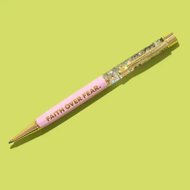 Pen -"Faith Over Fear" - Pink w/ Pearl Confetti