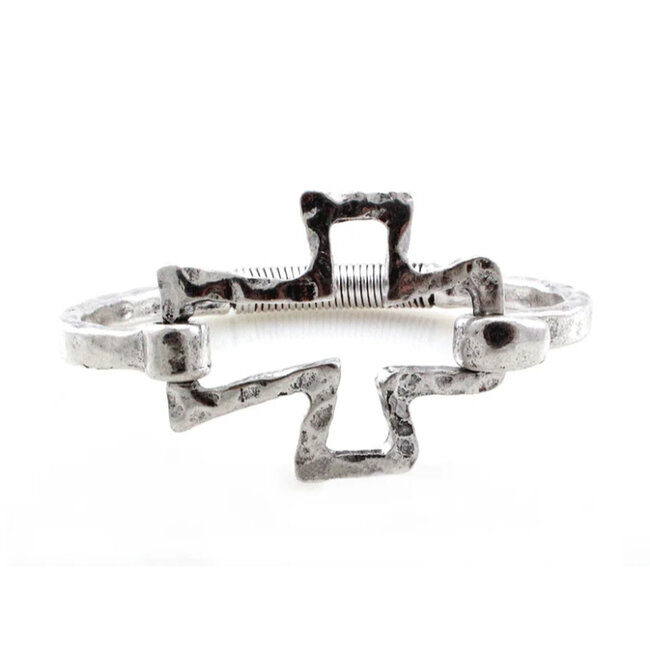 Silver Hinged Cross Bracelet