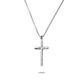 Skinny Hammered Cross - Men's Necklace