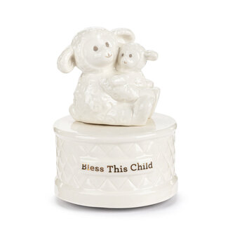 Wrapped in Prayer Ceramic Lamb Music Box
