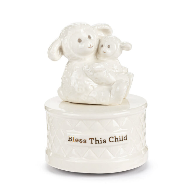 Wrapped in Prayer Ceramic Lamb Music Box