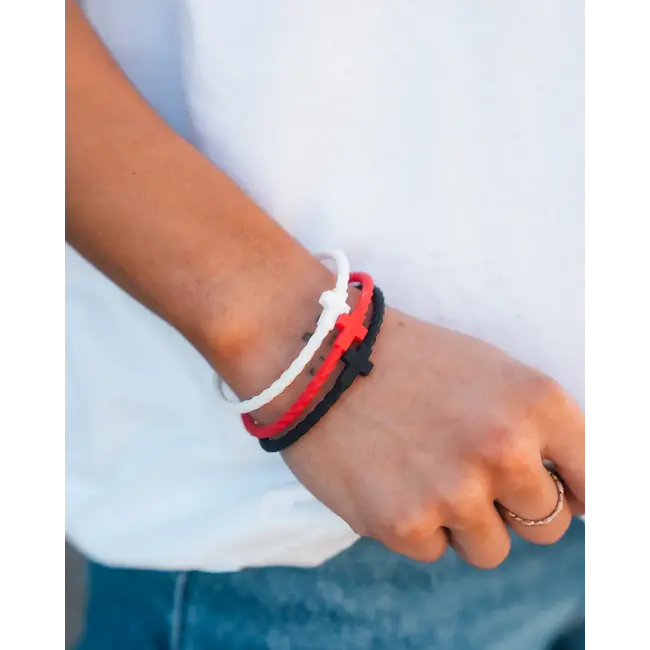 Infinity Cross Bracelets-Black/Red/White - Regular