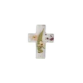 Dried Flower Resin Cross with Fern