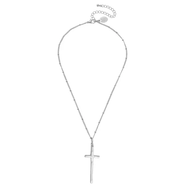 Dainty Tall Cross Necklace Silver