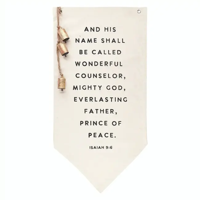 Canvas Banner with Gold Bells - Isaiah 9:6