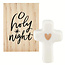 Ceramic Figurine Pine Wood Box - Cross