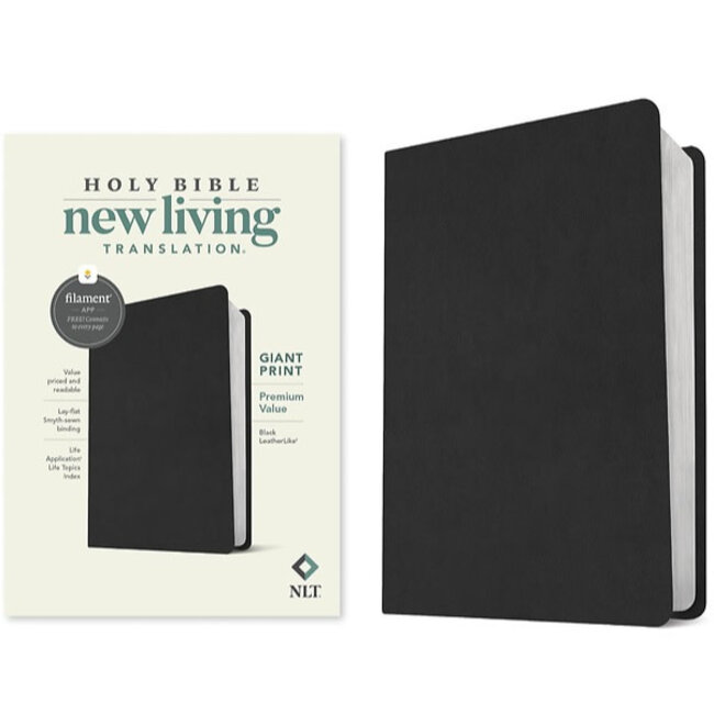 NLT Giant Print Premium Value Bible, Black LeatherLike, Filament Enabled Edition