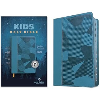NLT Kids Bible, Thinline Reference Edition, Camo Blue LeatherLike, Thumb Indexed, Red Letter