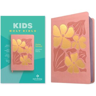 NLT Kids Bible, Thinline Reference Edition, LeatherLike, Indexed, Tropical Flowers Dusty Pink, Red Letter