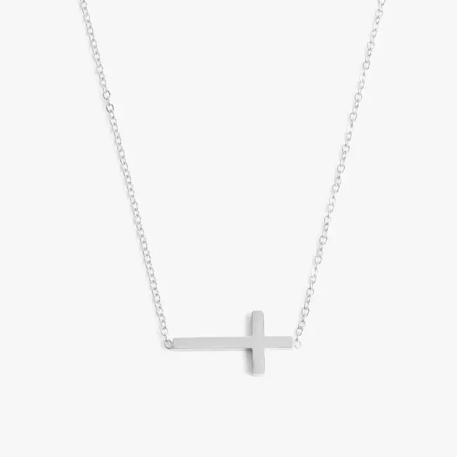 Hypo-Allergenic Water Resistant Silver Stainless Steel Cross Charm Necklace