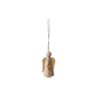 Pine Wood & Metal Wire Angel with Stripes, Star & Glitter