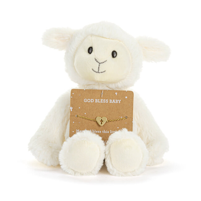 God Bless Baby Lamb + Bracelet - 8in