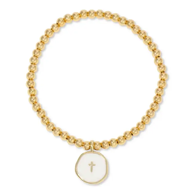 Tiny Cross Bracelet - White Cross