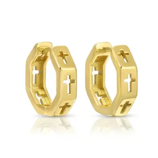 Understated Cross Huggies - Gold