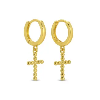 Cross Drop Huggies - Gold