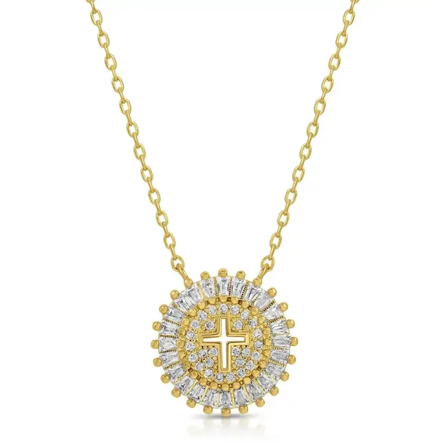 Shimmering Cross Necklace - Gold