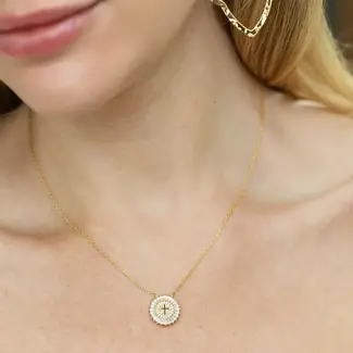 Shimmering Cross Necklace - Gold
