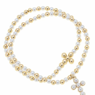 Emily Pearl & Ball Bead Stretch Bracelet Set