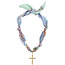 Louisa Cross Twilly Scarf Necklace in Pastel Multi-Color