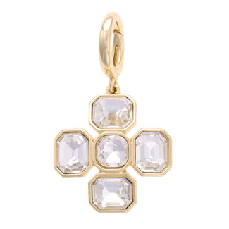 Rhinestone Cross Pendant Charm in Shiny Gold