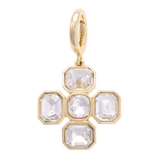Rhinestone Cross Pendant Charm in Shiny Gold