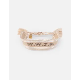 Beige WWJD Embroidered Bracelet