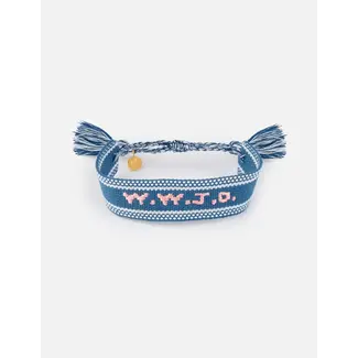 Blue Embroidered WWJD Bracelet