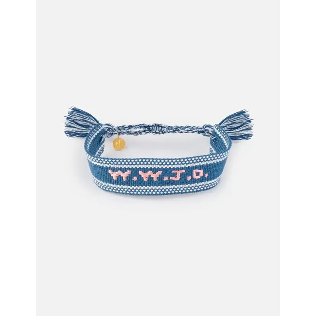 Blue Embroidered WWJD Bracelet