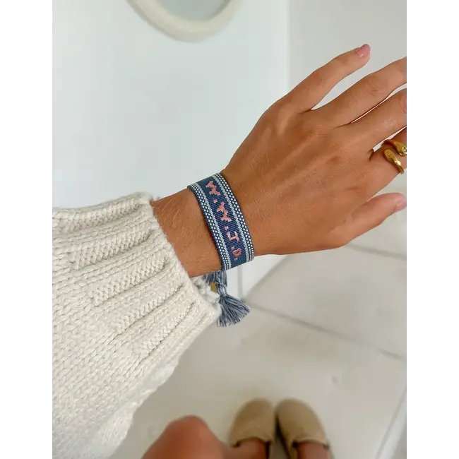 Blue Embroidered WWJD Bracelet