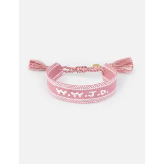 Pink Embroidered WWJD Bracelet