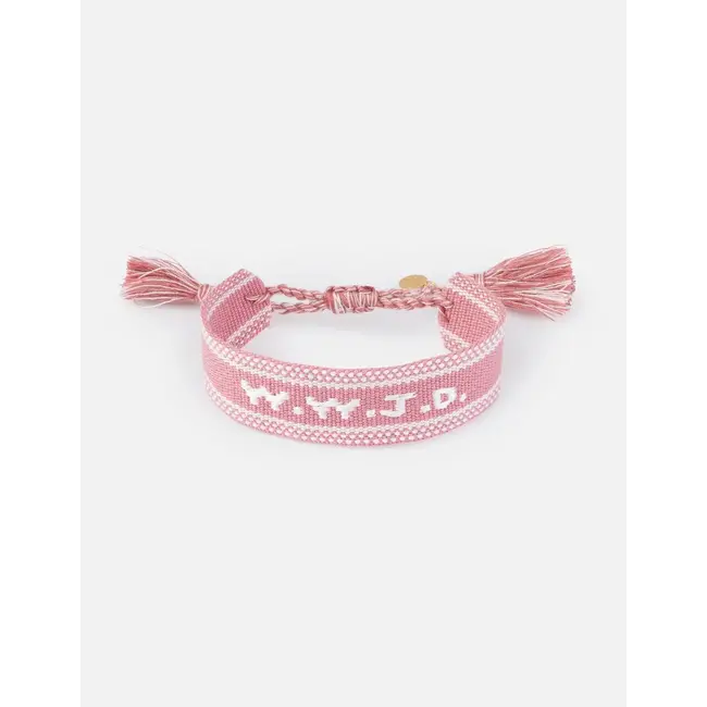 Pink Embroidered WWJD Bracelet
