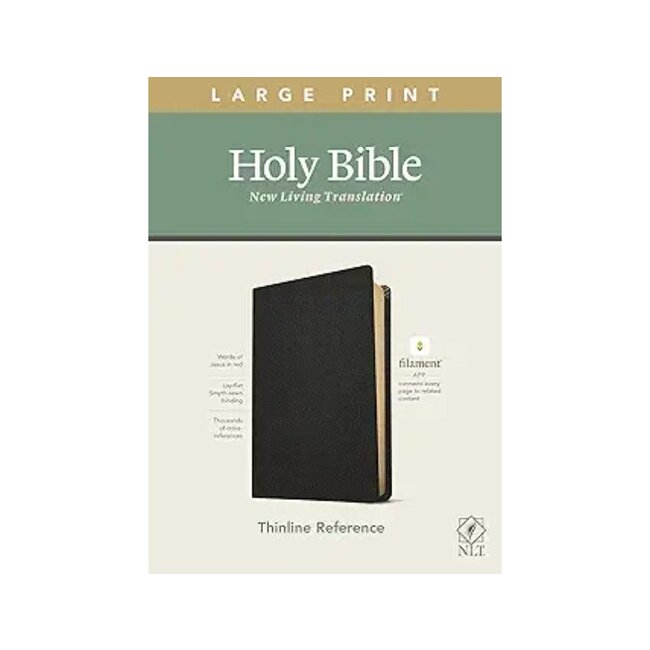 NLT Large-Print Thinline Reference Bible, Filament Enabled Edition--genuine leather, black